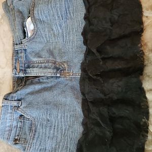 Lace trimmed Jean mini skirt
